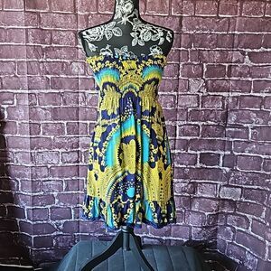 Steve 🍹Madden Strapless Bold Tropical Dress 100% Rayon size Medium